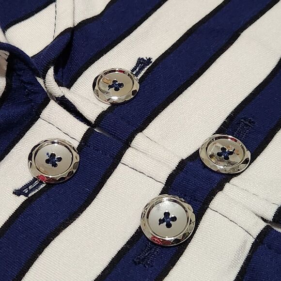 White House Black Market Blazer Size 6 White Blue Navy Striped  Front Buttons. - Picture 7 of 10
